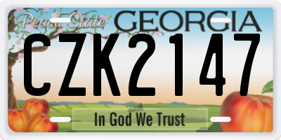 GA license plate CZK2147