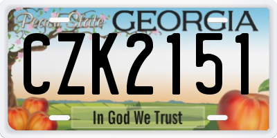 GA license plate CZK2151