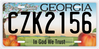 GA license plate CZK2156