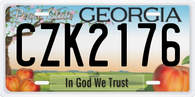 GA license plate CZK2176