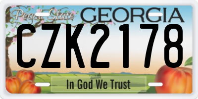 GA license plate CZK2178