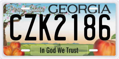 GA license plate CZK2186
