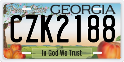 GA license plate CZK2188