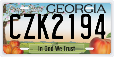 GA license plate CZK2194