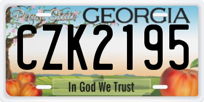 GA license plate CZK2195