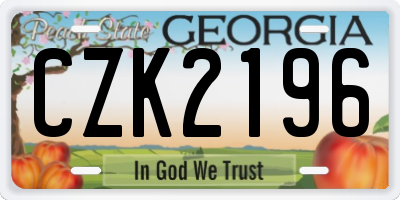 GA license plate CZK2196