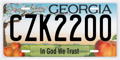 GA license plate CZK2200