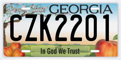 GA license plate CZK2201