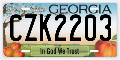 GA license plate CZK2203