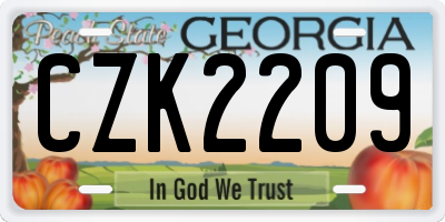 GA license plate CZK2209