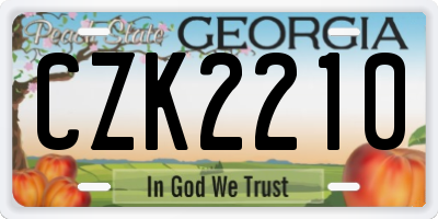 GA license plate CZK2210