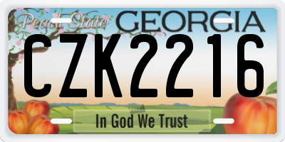 GA license plate CZK2216