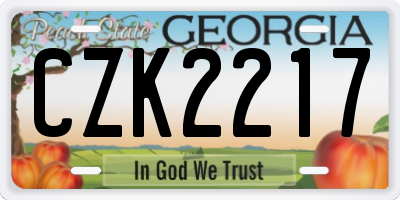 GA license plate CZK2217