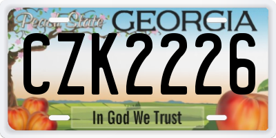 GA license plate CZK2226