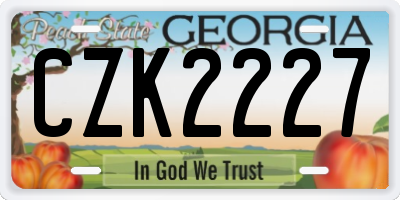 GA license plate CZK2227