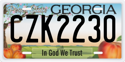 GA license plate CZK2230