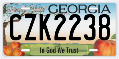 GA license plate CZK2238