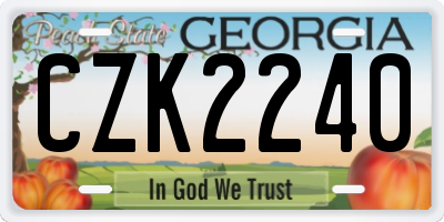 GA license plate CZK2240