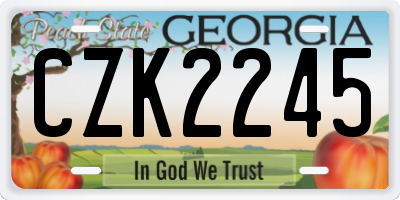 GA license plate CZK2245