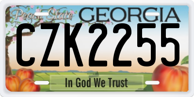 GA license plate CZK2255