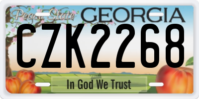 GA license plate CZK2268