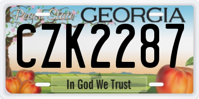 GA license plate CZK2287