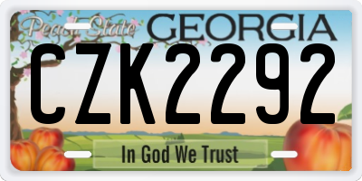 GA license plate CZK2292