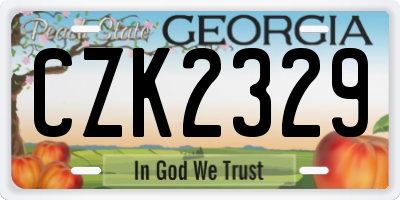 GA license plate CZK2329