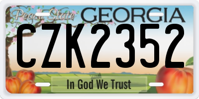 GA license plate CZK2352