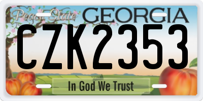 GA license plate CZK2353