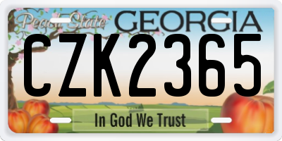 GA license plate CZK2365