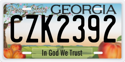 GA license plate CZK2392