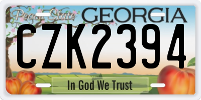 GA license plate CZK2394