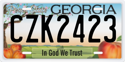 GA license plate CZK2423