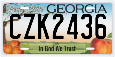 GA license plate CZK2436