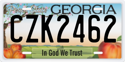 GA license plate CZK2462