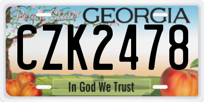GA license plate CZK2478