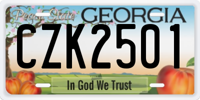 GA license plate CZK2501