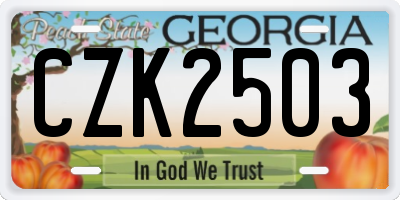 GA license plate CZK2503
