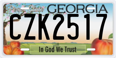 GA license plate CZK2517