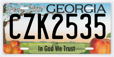 GA license plate CZK2535