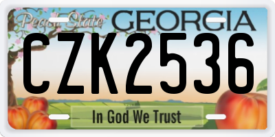 GA license plate CZK2536