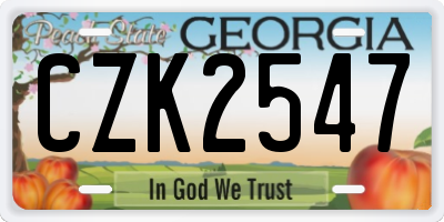 GA license plate CZK2547