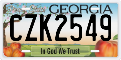 GA license plate CZK2549