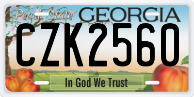 GA license plate CZK2560