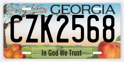 GA license plate CZK2568