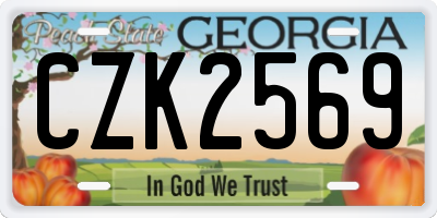 GA license plate CZK2569