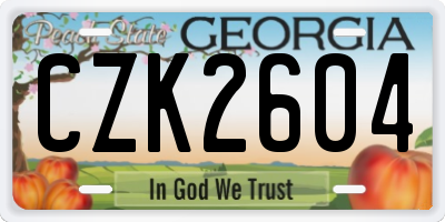 GA license plate CZK2604