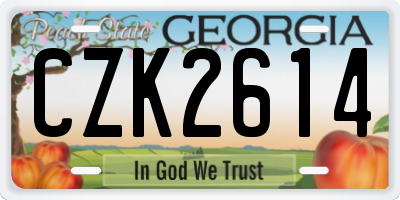 GA license plate CZK2614