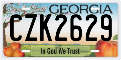 GA license plate CZK2629